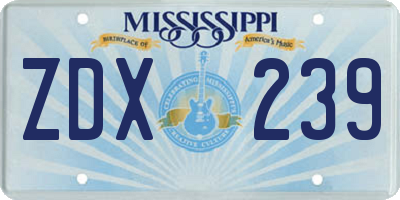 MS license plate ZDX239