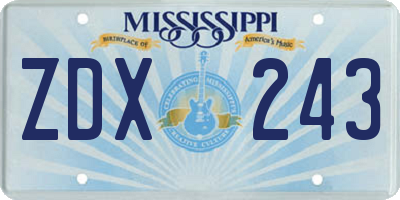 MS license plate ZDX243