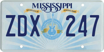 MS license plate ZDX247