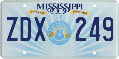 MS license plate ZDX249