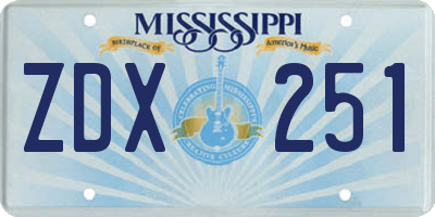 MS license plate ZDX251