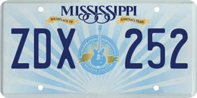 MS license plate ZDX252