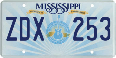 MS license plate ZDX253
