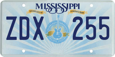MS license plate ZDX255