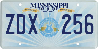 MS license plate ZDX256
