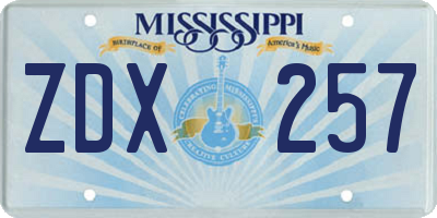 MS license plate ZDX257
