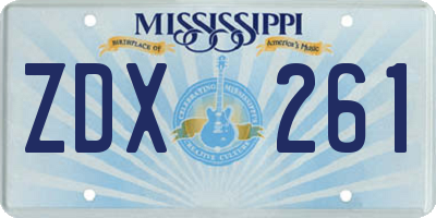MS license plate ZDX261