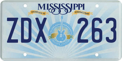 MS license plate ZDX263