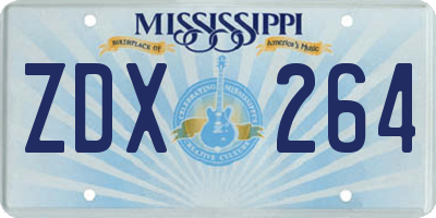 MS license plate ZDX264