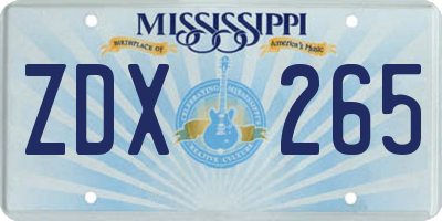 MS license plate ZDX265