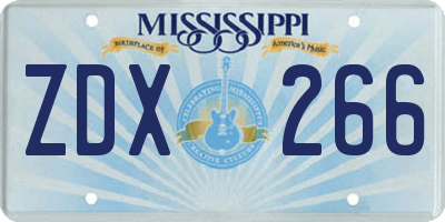 MS license plate ZDX266