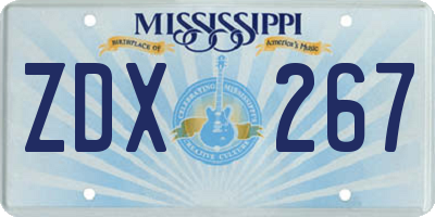 MS license plate ZDX267