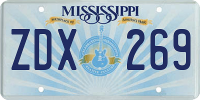 MS license plate ZDX269