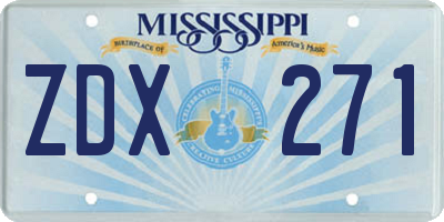 MS license plate ZDX271