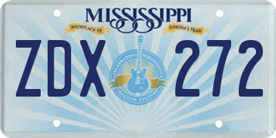 MS license plate ZDX272