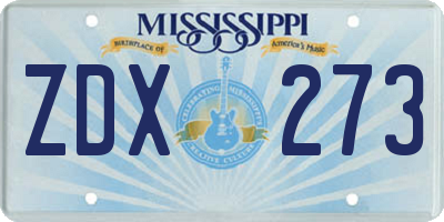 MS license plate ZDX273