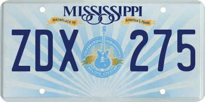 MS license plate ZDX275