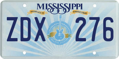 MS license plate ZDX276