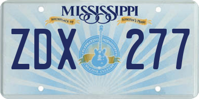 MS license plate ZDX277