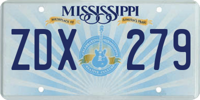 MS license plate ZDX279