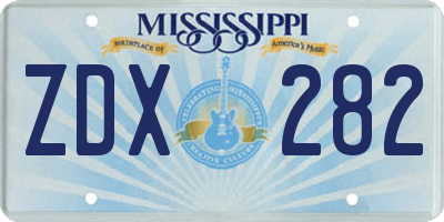 MS license plate ZDX282