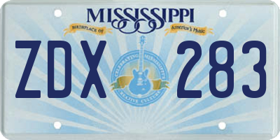 MS license plate ZDX283
