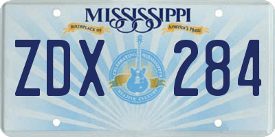 MS license plate ZDX284