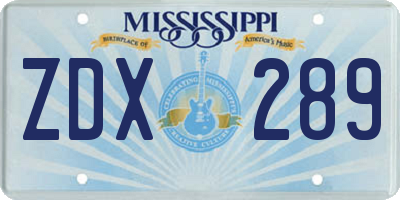 MS license plate ZDX289