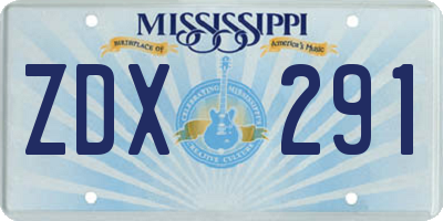 MS license plate ZDX291