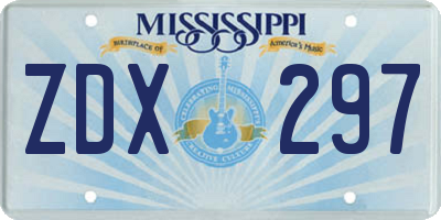 MS license plate ZDX297