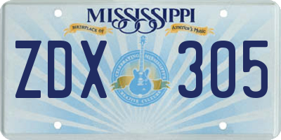 MS license plate ZDX305