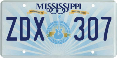 MS license plate ZDX307