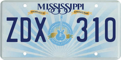 MS license plate ZDX310