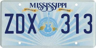 MS license plate ZDX313