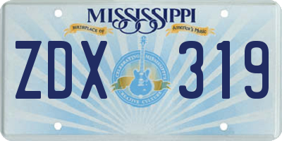 MS license plate ZDX319