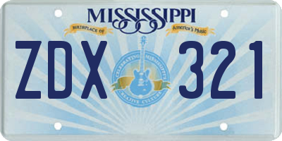 MS license plate ZDX321