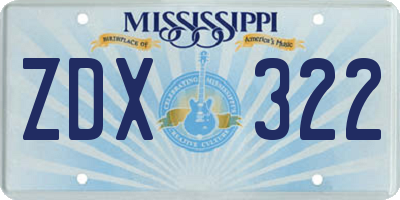 MS license plate ZDX322