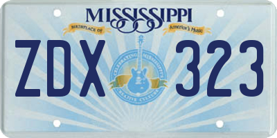 MS license plate ZDX323