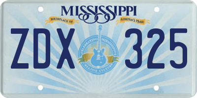 MS license plate ZDX325