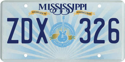 MS license plate ZDX326