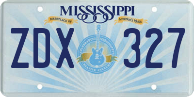 MS license plate ZDX327