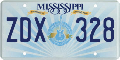 MS license plate ZDX328