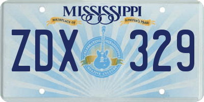 MS license plate ZDX329