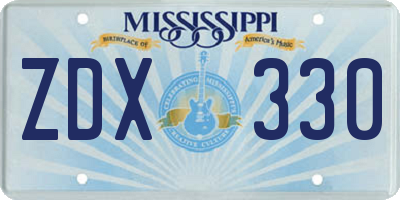 MS license plate ZDX330