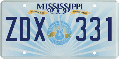 MS license plate ZDX331