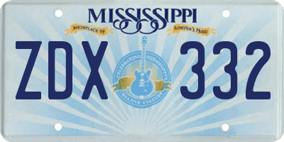 MS license plate ZDX332