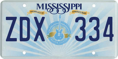 MS license plate ZDX334