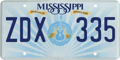 MS license plate ZDX335