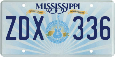 MS license plate ZDX336