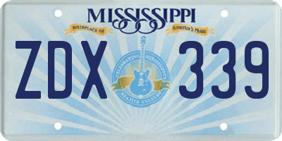MS license plate ZDX339